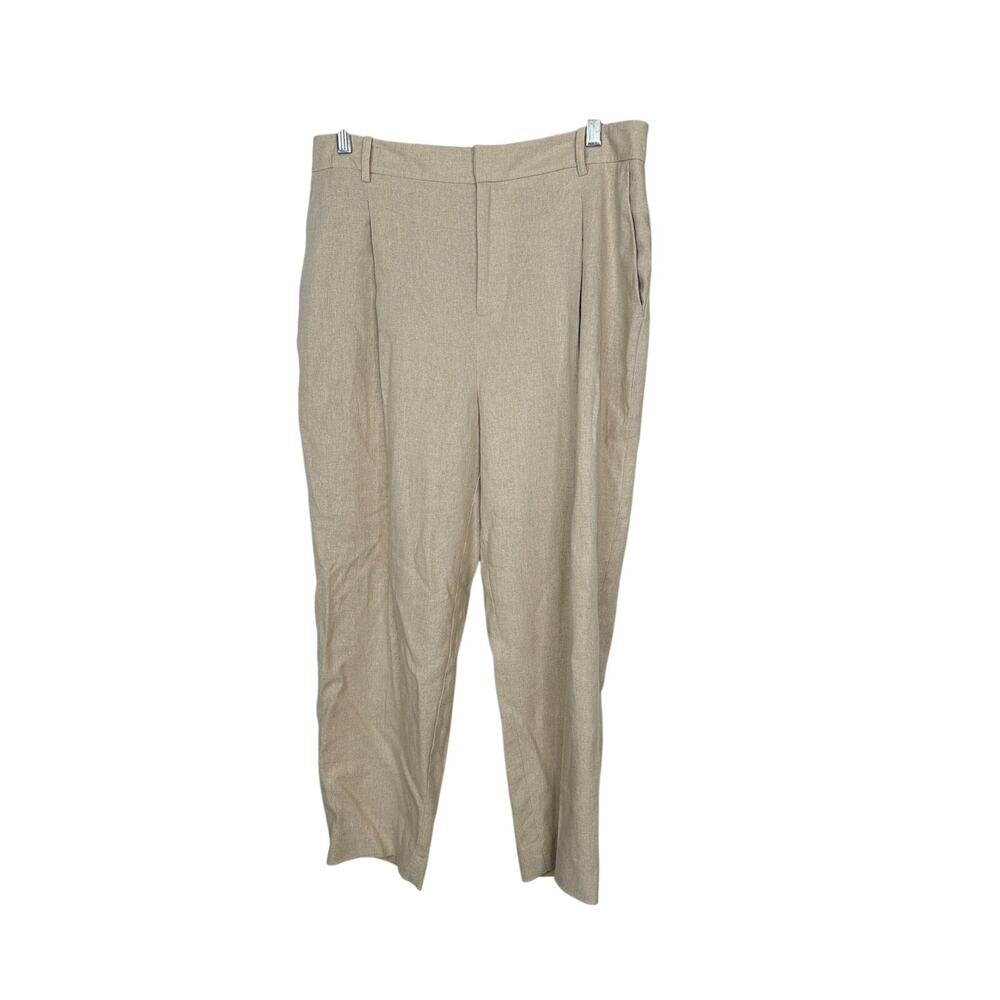 Zara women's linen blend crop pants M